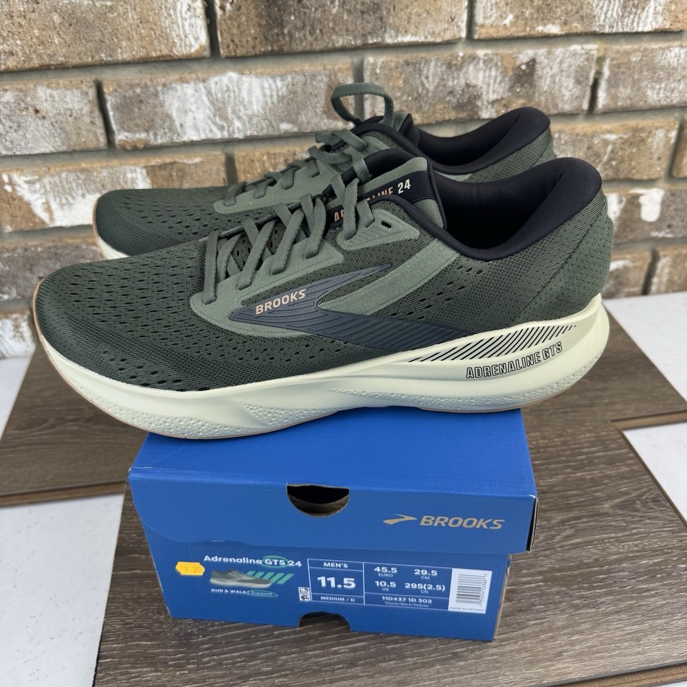 Brooks Adrenaline GTS 24 Thyme Green Mens Sz 11.5 Running Shoes Walk 1104371D302